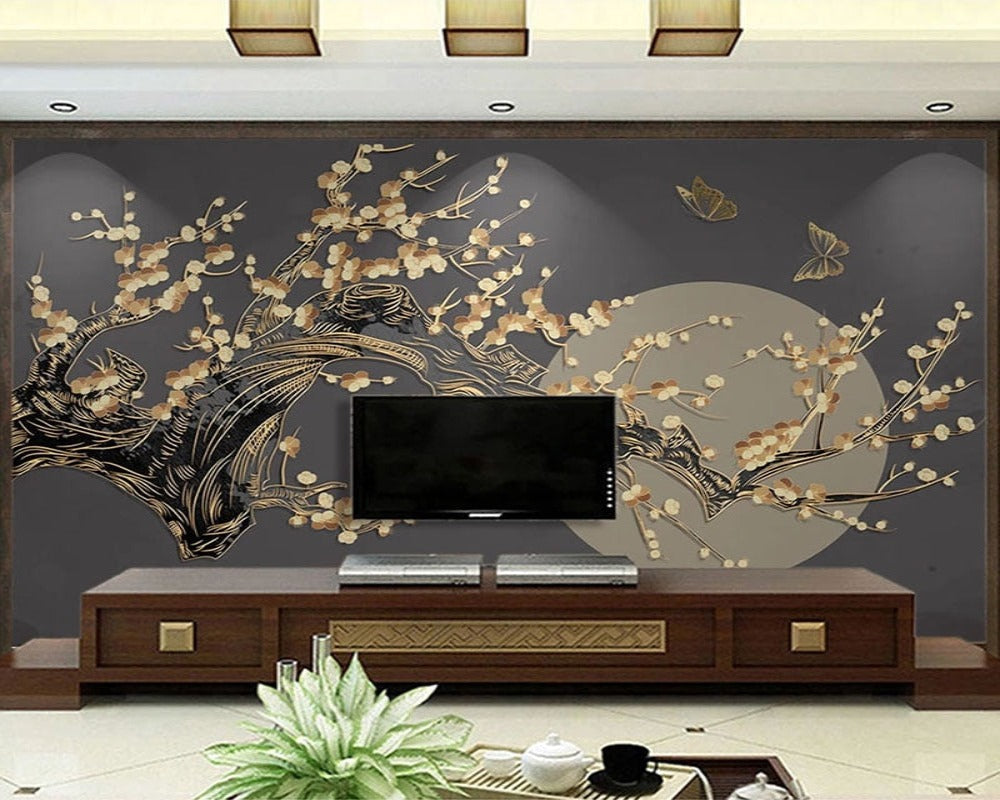 3D Wallpaper Chinese Blossom Moon